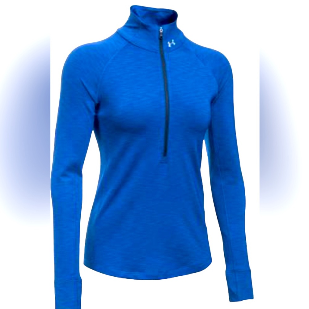 Royal Blue 1/2 Zippered Top with Stand Neck & Thumbholes by Under Armour. Large